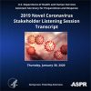 2019 Novel Coronavirus Stakeholder Listening Session Transcript